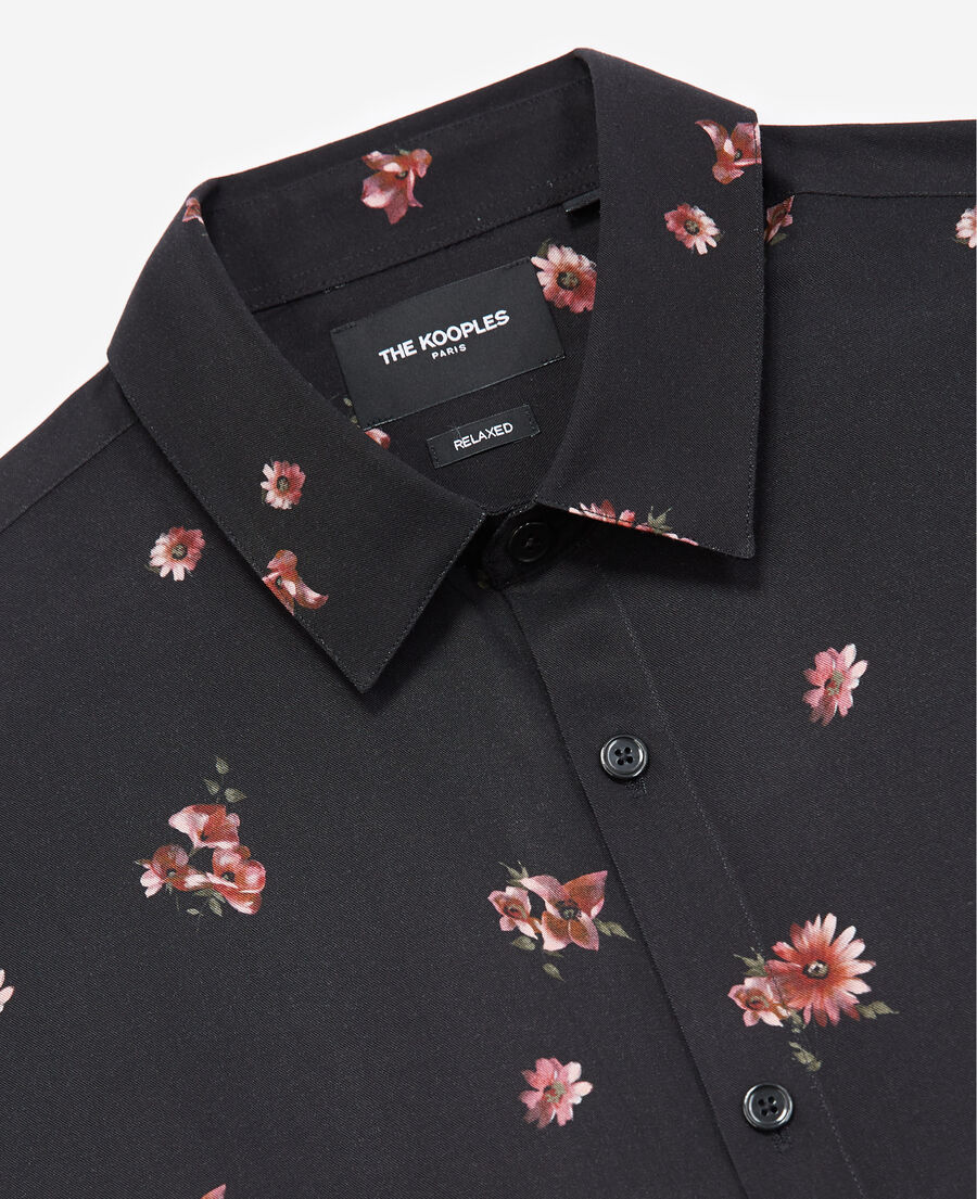 The Kooples HOMME BLACK / PINK chemise noire imprimée col classique