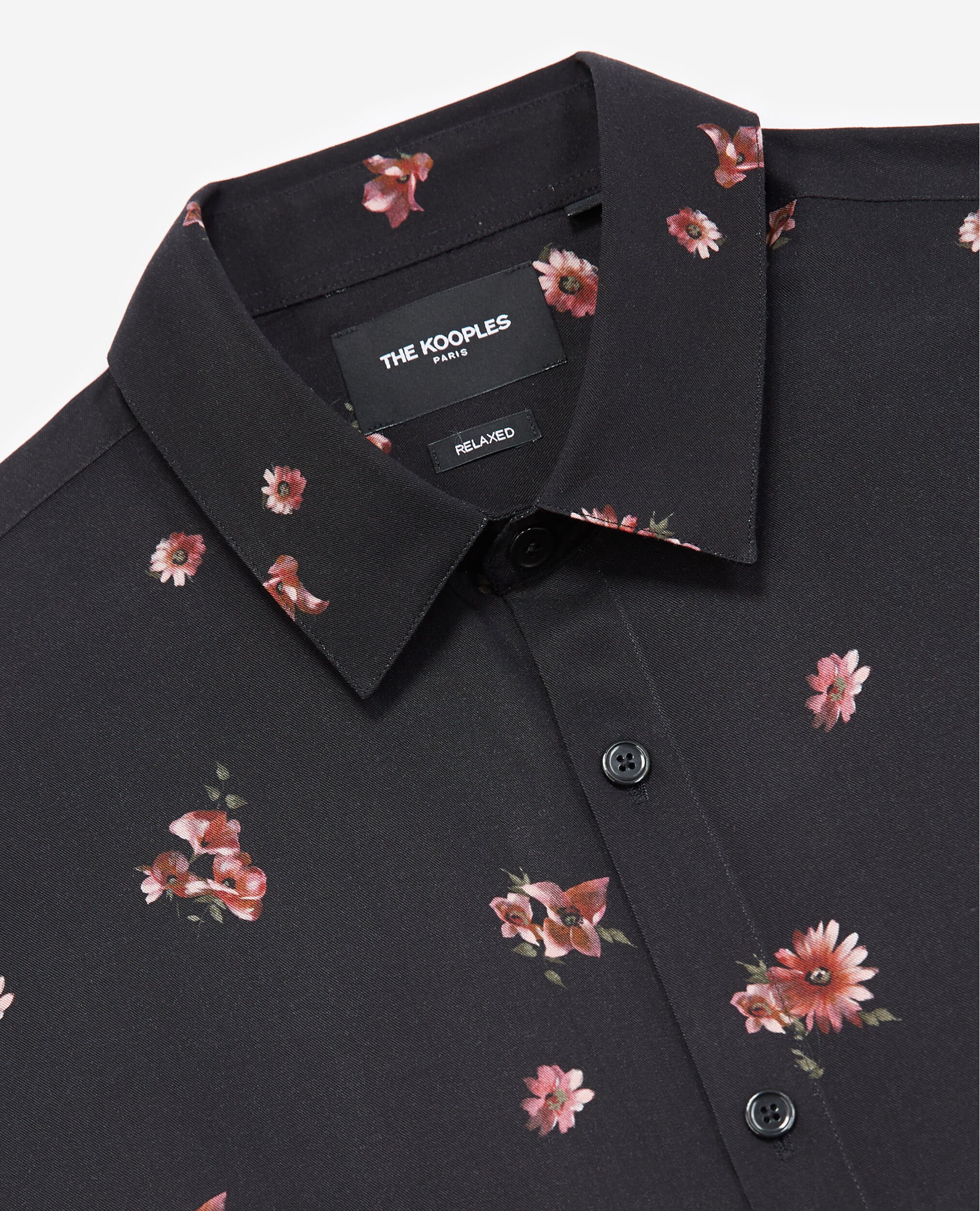 Chemise noire imprimée col classique, BLACK / PINK, hi-res image number null