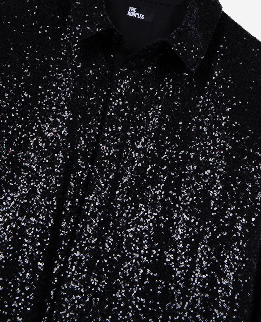 The Kooples HERREN BLACK schwarzes paillettenhemd