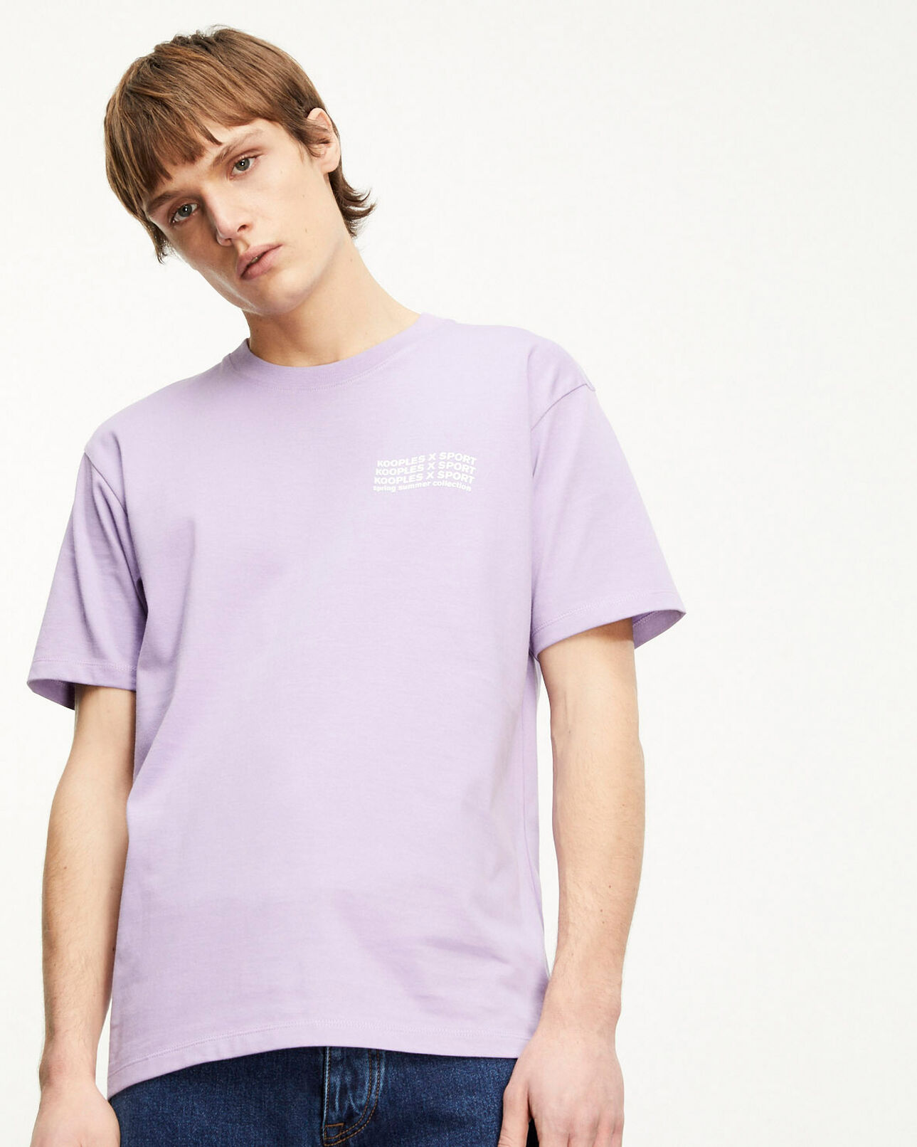 The Kooples MEN PURPLE purple cotton t-shirt with logo trio