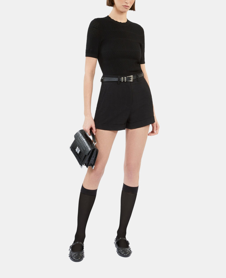 The Kooples WOMEN BLACK black openwork knit sweater