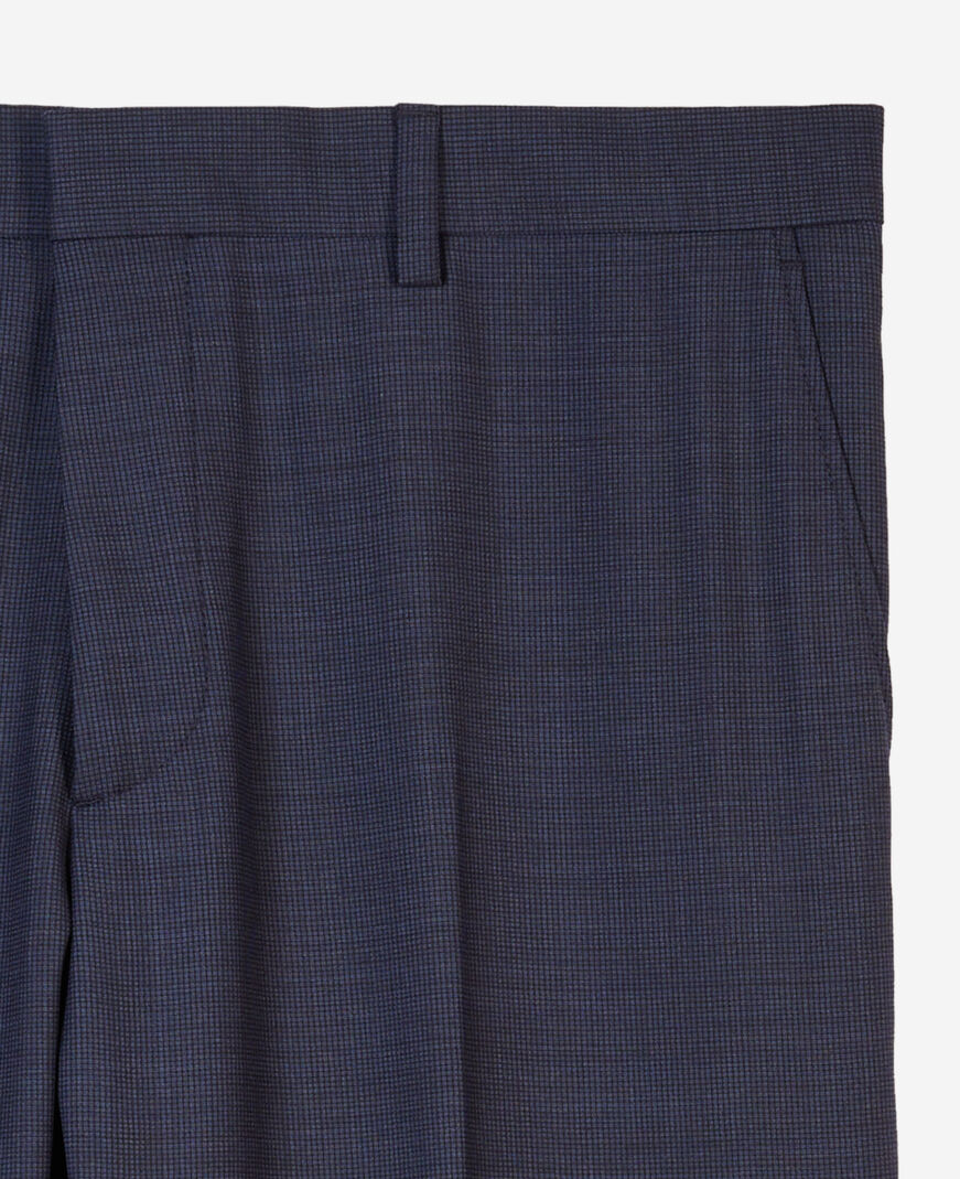 The Kooples HERREN NAVY marineblaue anzughose aus wolle mit mikrokaromuster