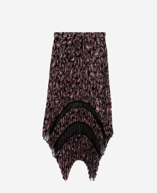 The Kooples FEMME BLACK / PINK jupe longue plissée imprimée