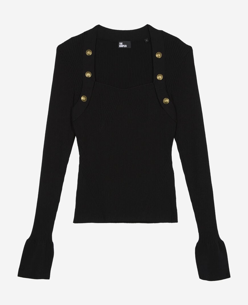 The Kooples DAMEN BLACK rippstrickpullover schwarz