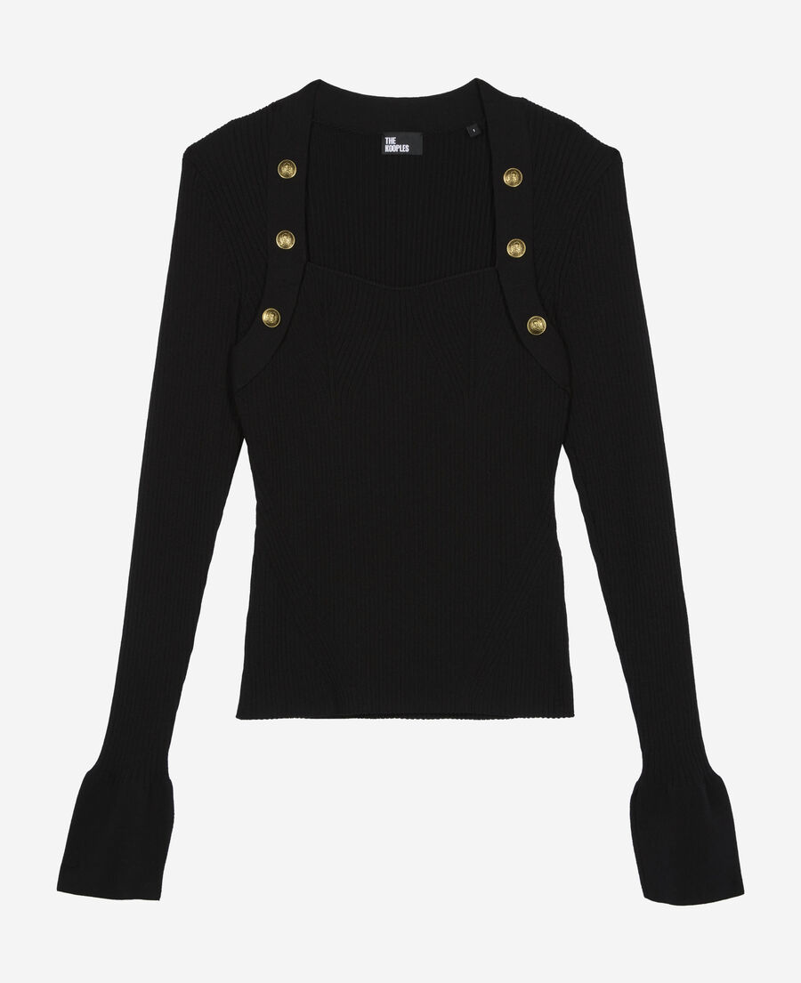 The Kooples DAMEN BLACK rippstrickpullover schwarz