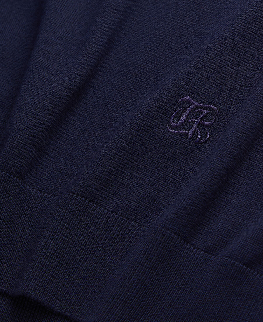 The Kooples HOMME NAVY pull bleu marine en laine m&eacute;rinos