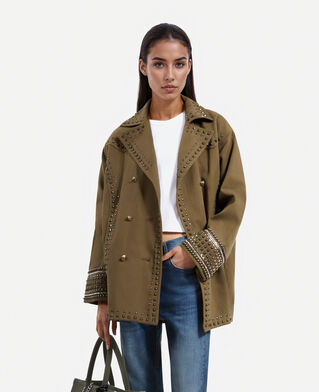 The Kooples FEMME KAKI caban avec studs et perles kaki