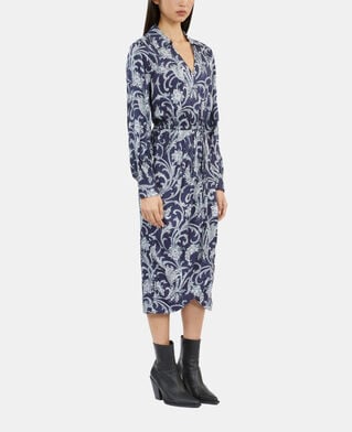 The Kooples FEMME NAVY robe midi fleurie