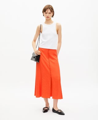 The Kooples F ORANGE RED long skirt in orange jacquard