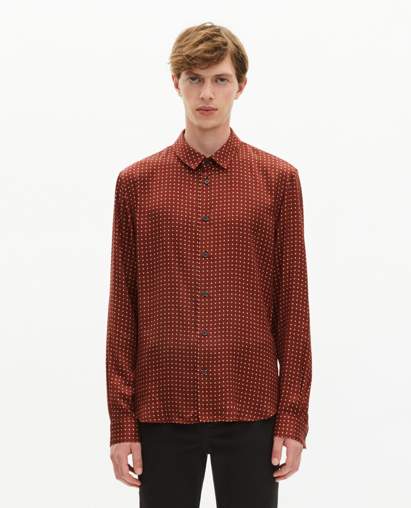 The Kooples MEN RED BERRY / LIGHT BEIGE burgundy polka-dot shirt