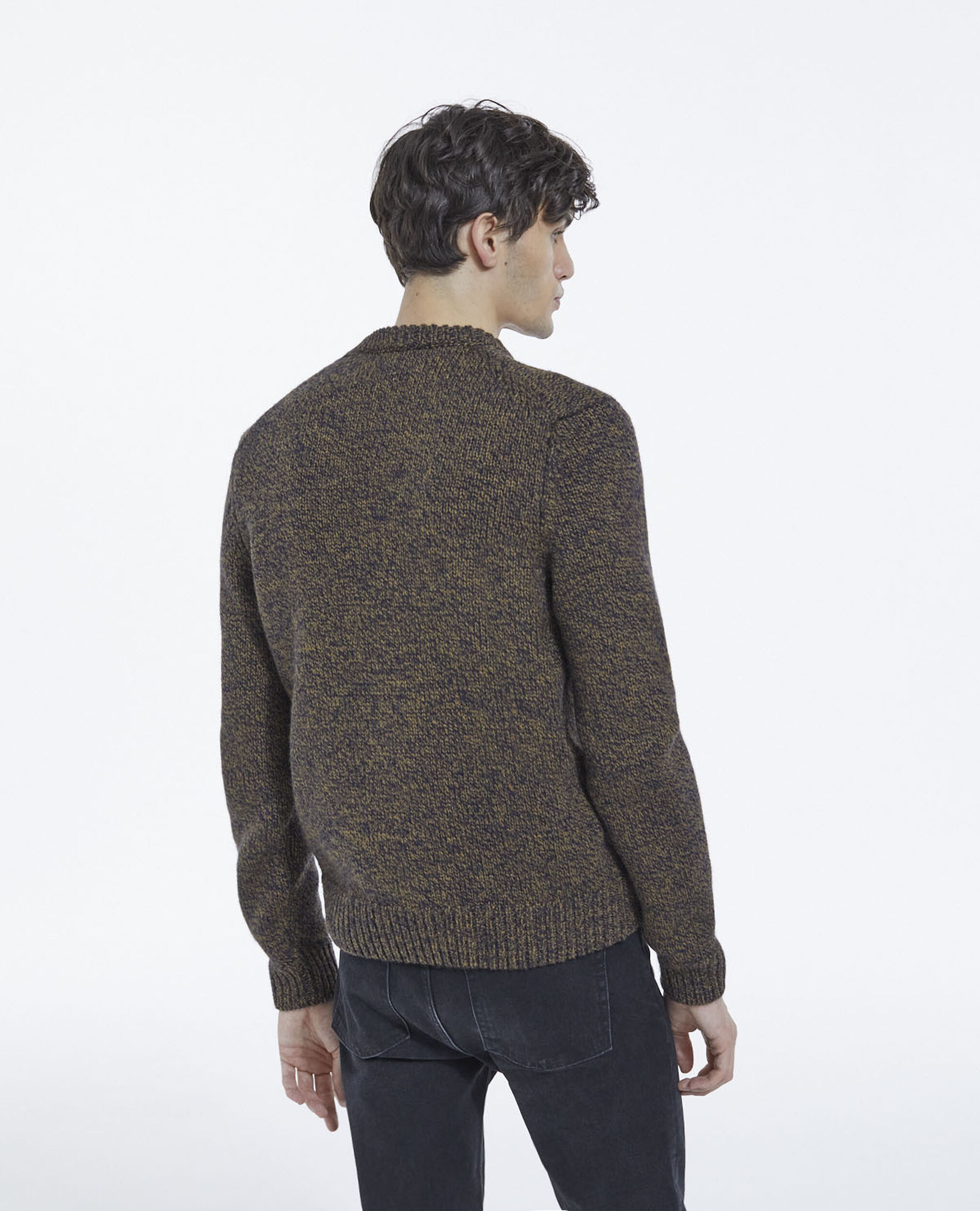 Wool sweater with crew neck, NAVY / BROWN, hi-res image number null
