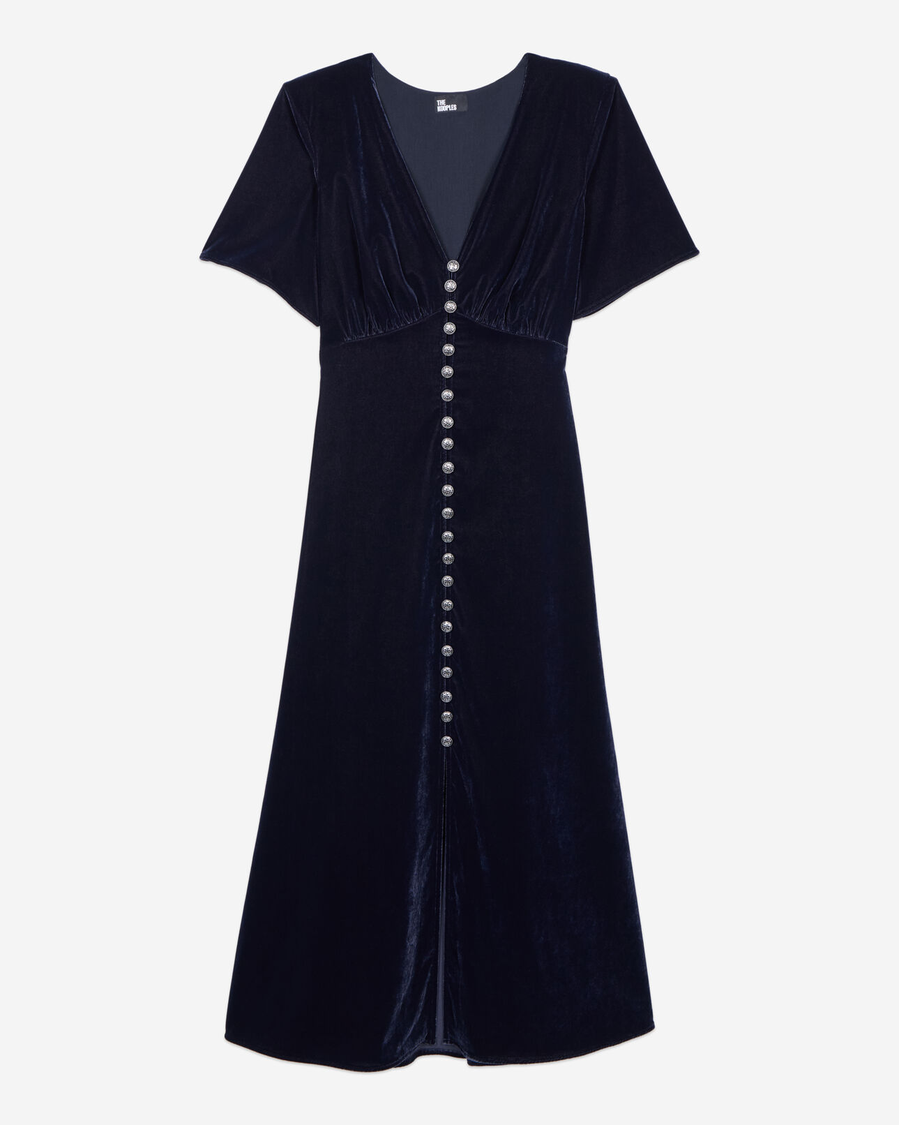 The Kooples WOMEN NAVY long navy blue velvet dress