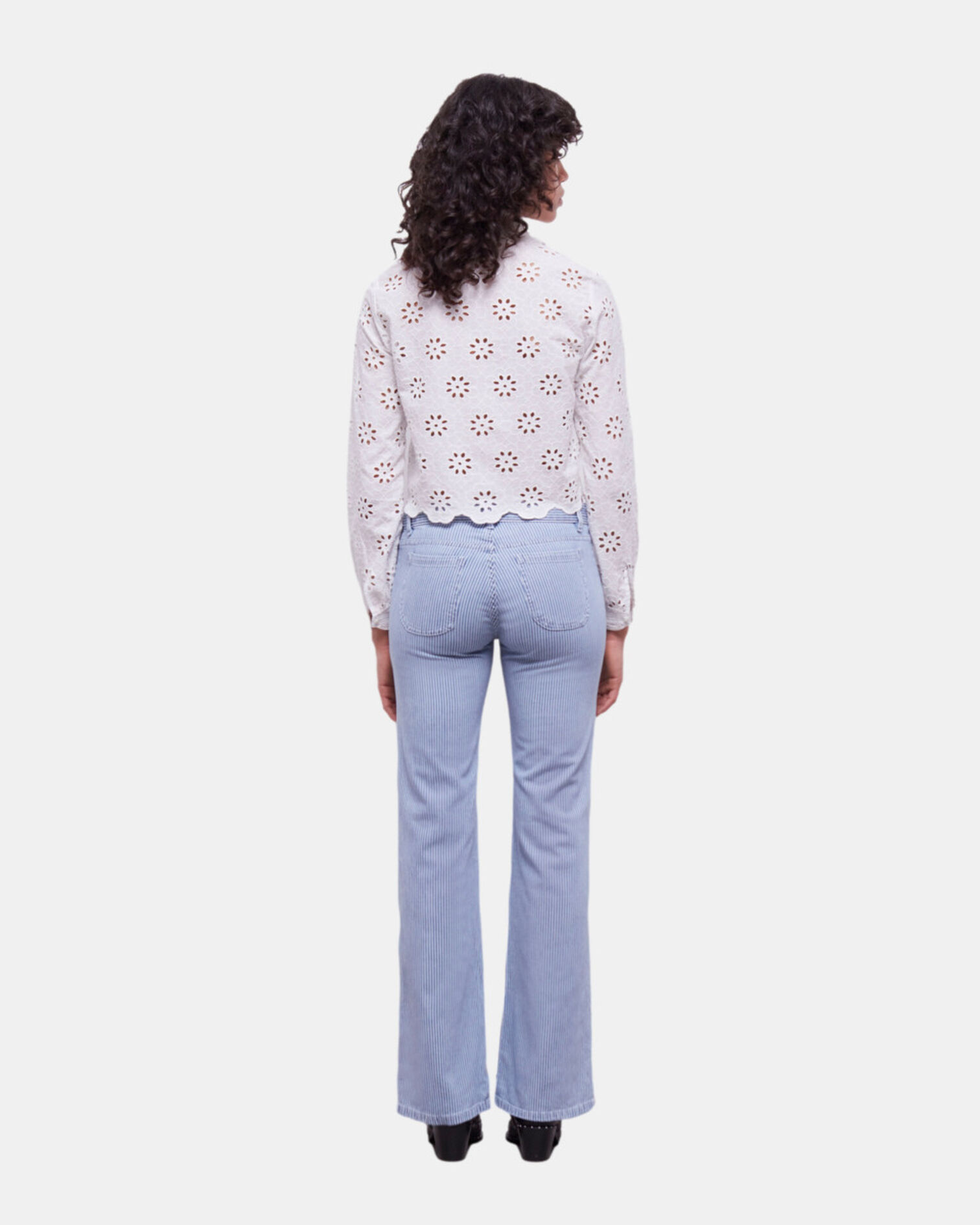 Chemise courte blanche en broderie Anglaise, WHITE, hi-res image number null