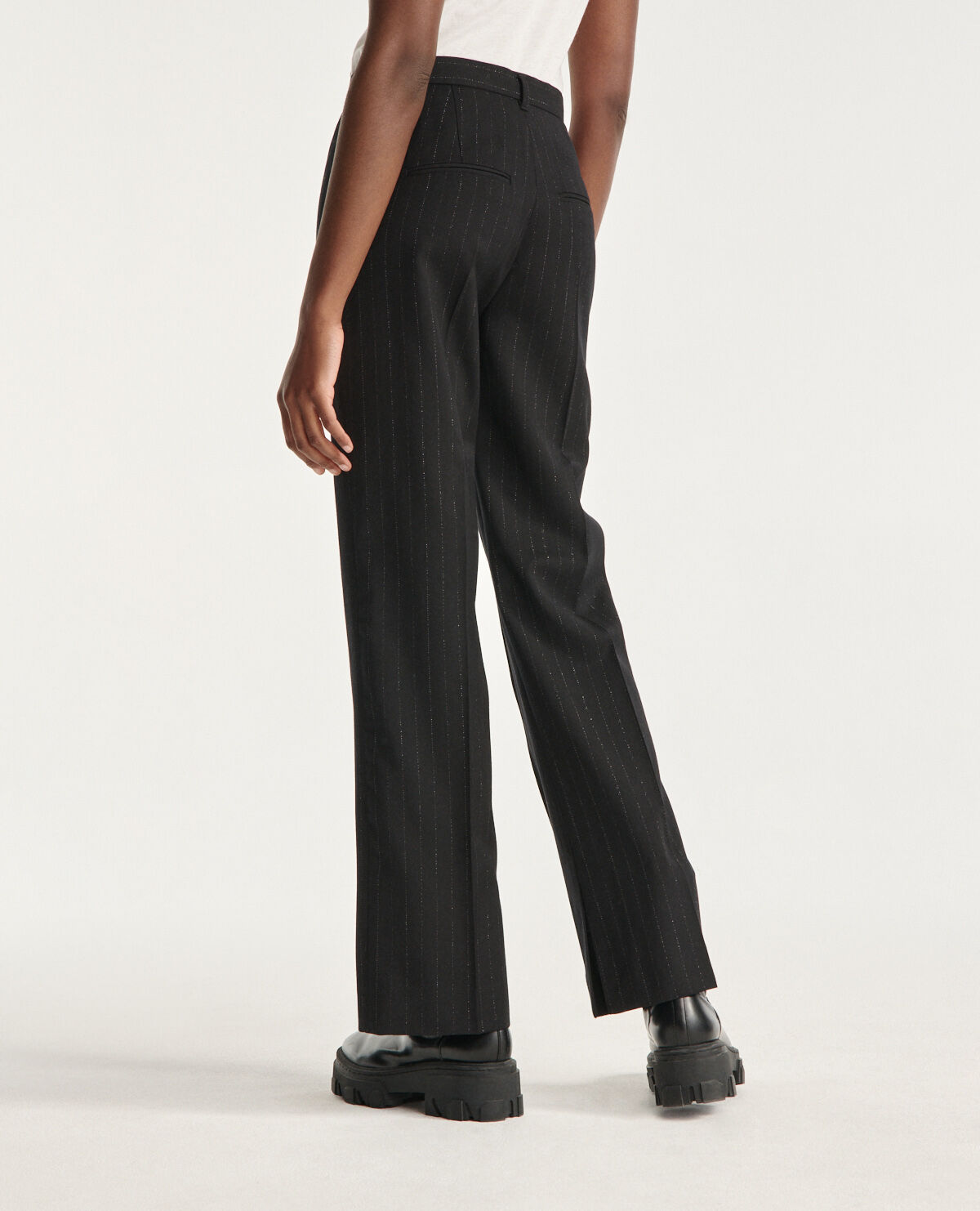 Black pants with silver stripe hotsell