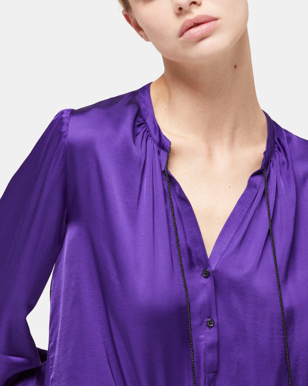 The Kooples WOMEN PURPLE purple shirt with puffed sleeves