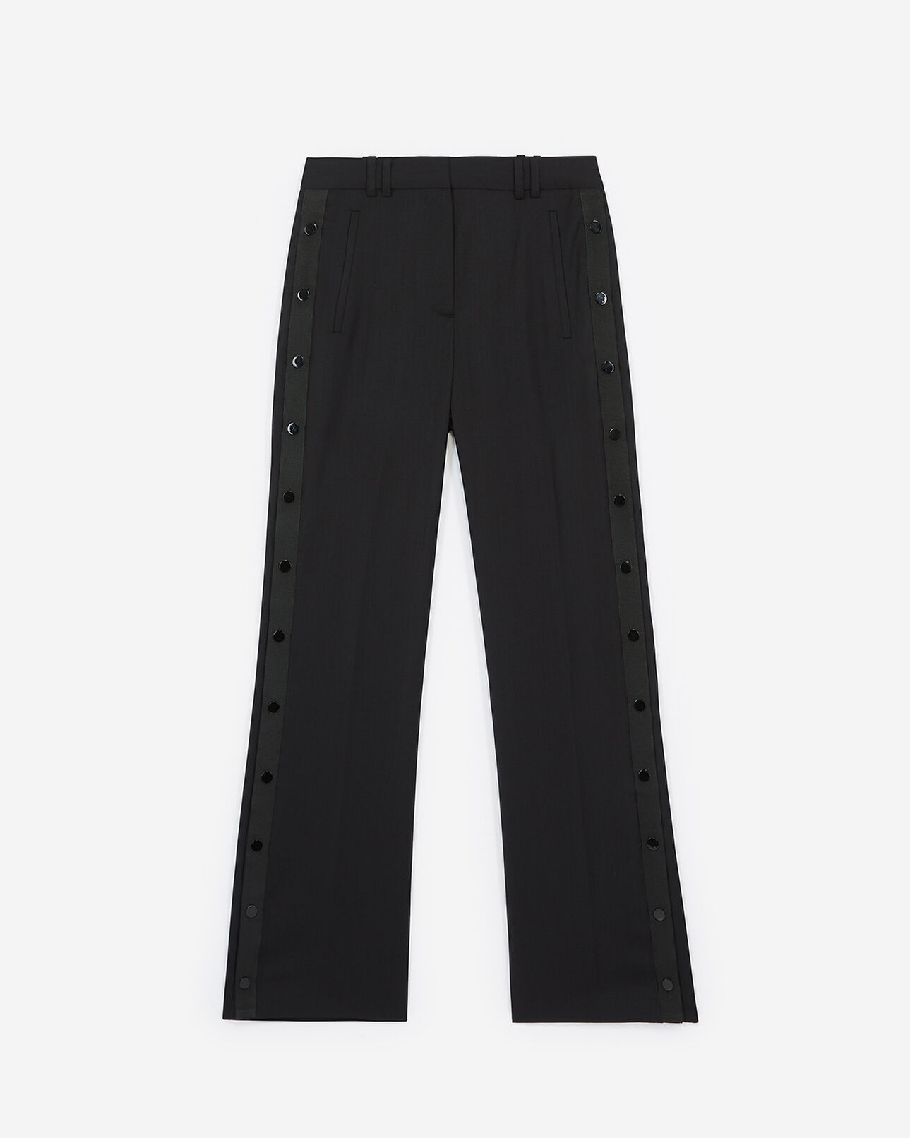 The Kooples FEMME BLACK pantalon ajusté noir à boutons-pression