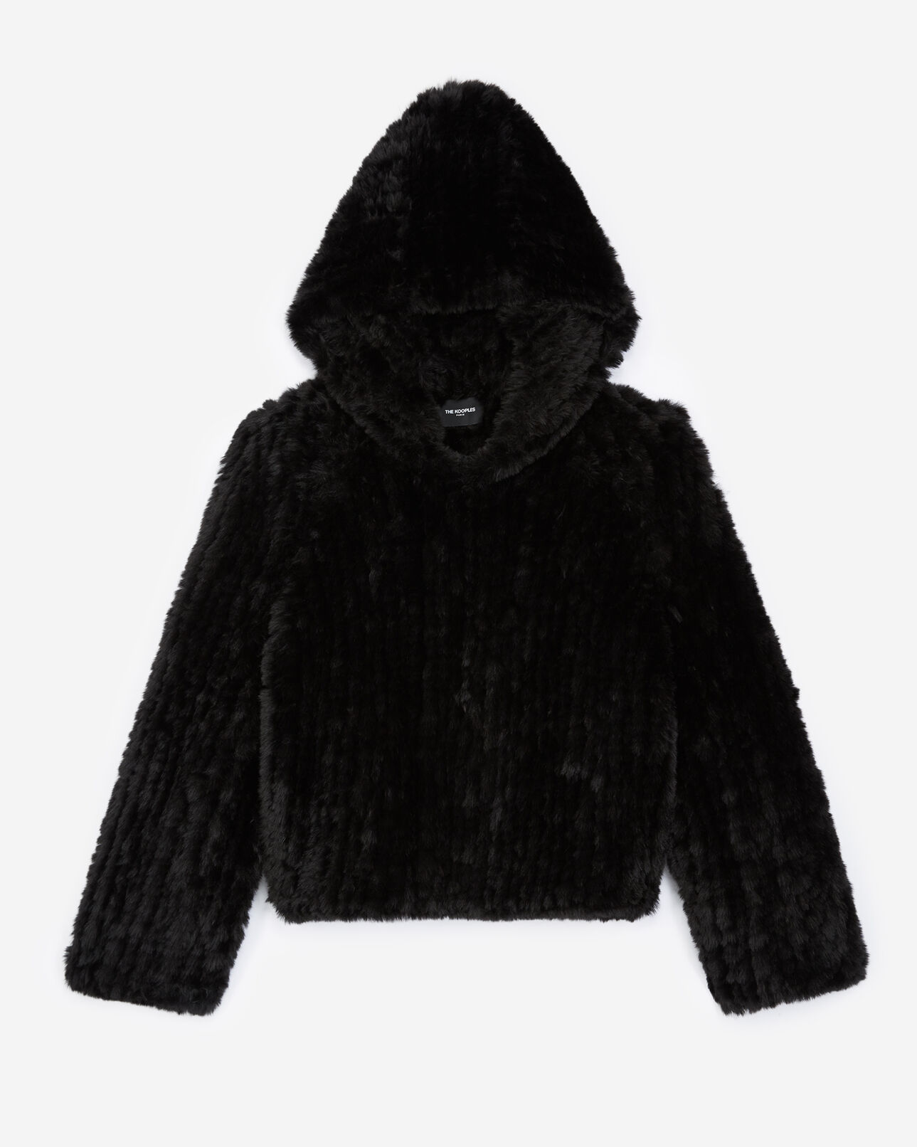 The Kooples WOMEN BLACK black sweatshirt in faux fur