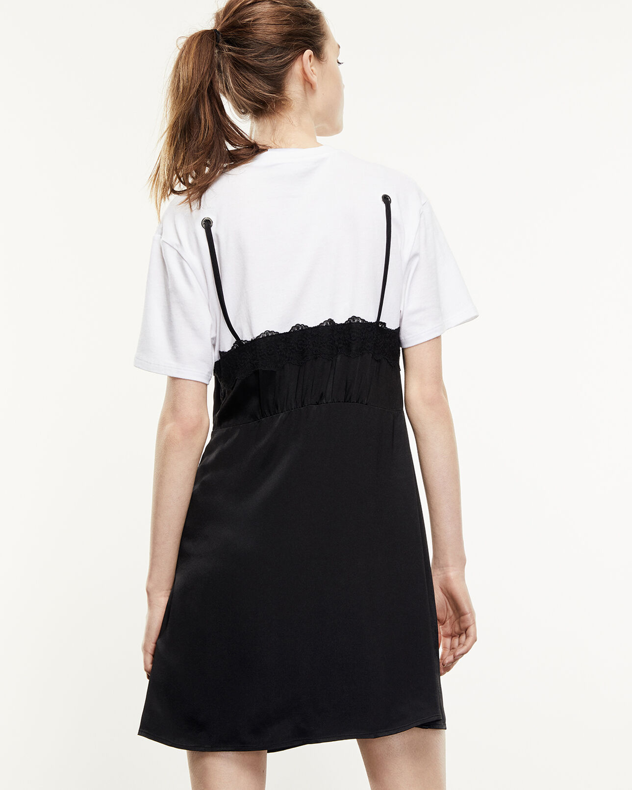 The Kooples FEMME BLACK WHITE robe nuisette noire et blanche 2-en-1