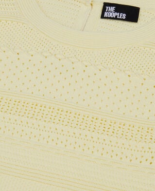 The Kooples F BRIGHT YELLOW short light yellow openwork knit top