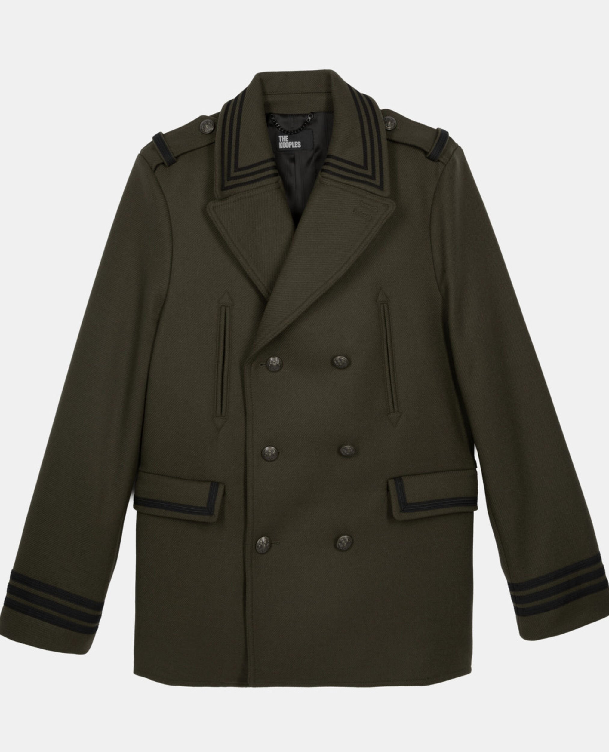 Khaki officer-style pea coat, KAKI, hi-res image number null