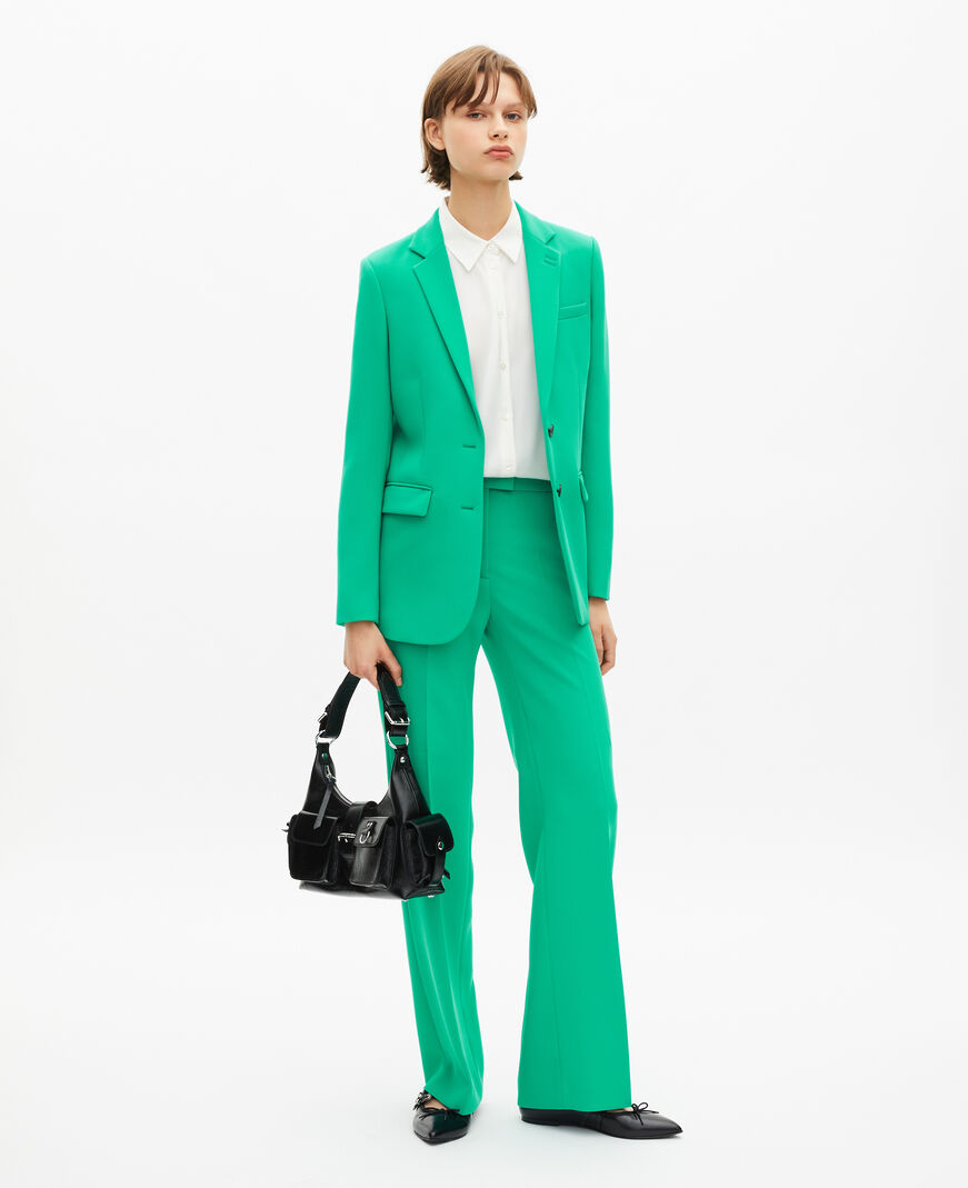 The Kooples FEMME GREEN veste tailleur verte en crêpe