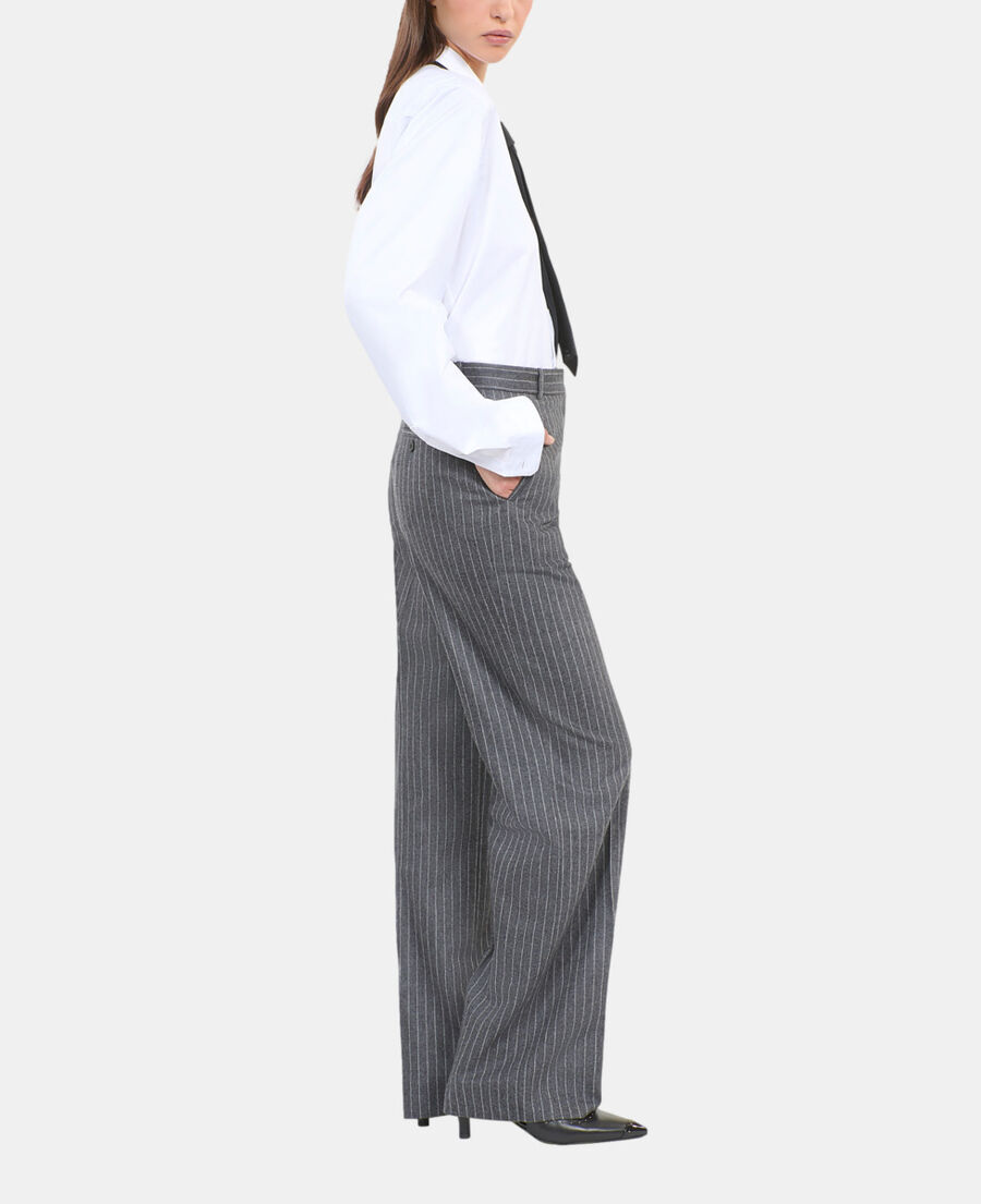 The Kooples MUJER LIGHT GREY pantalones rectos de rayas de sastre