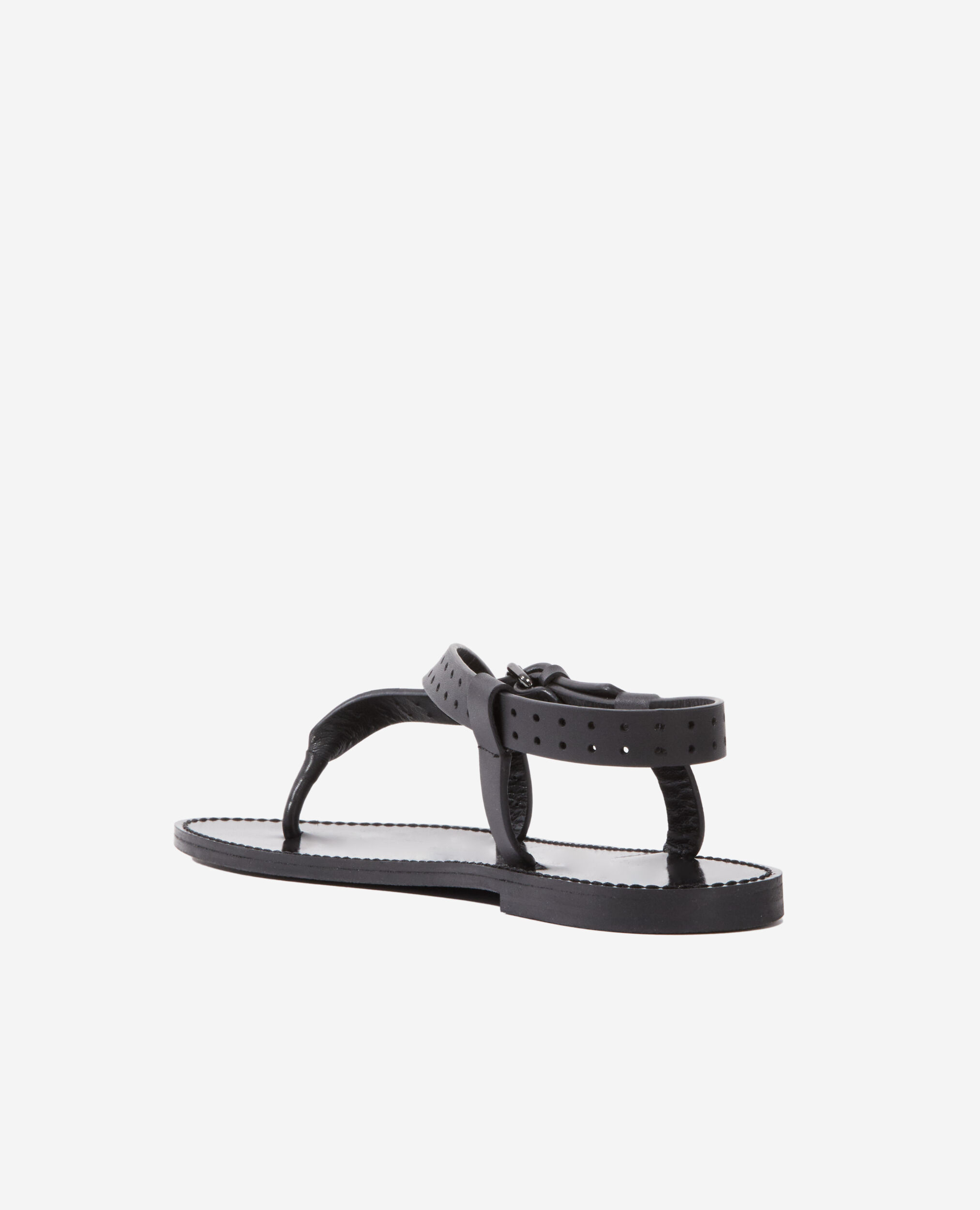 Black sandals in perforated leather, BLACK, hi-res image number null