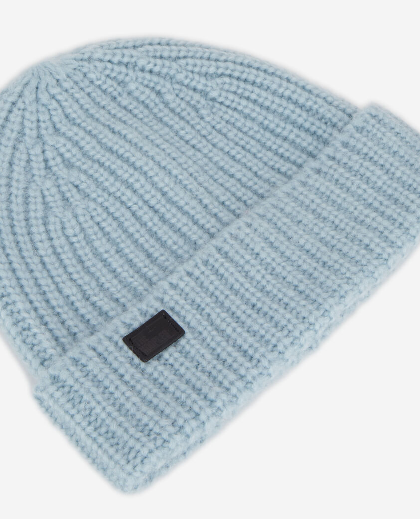 The Kooples DAMEN BLUE GREY gerippte blaue mütze aus wolle