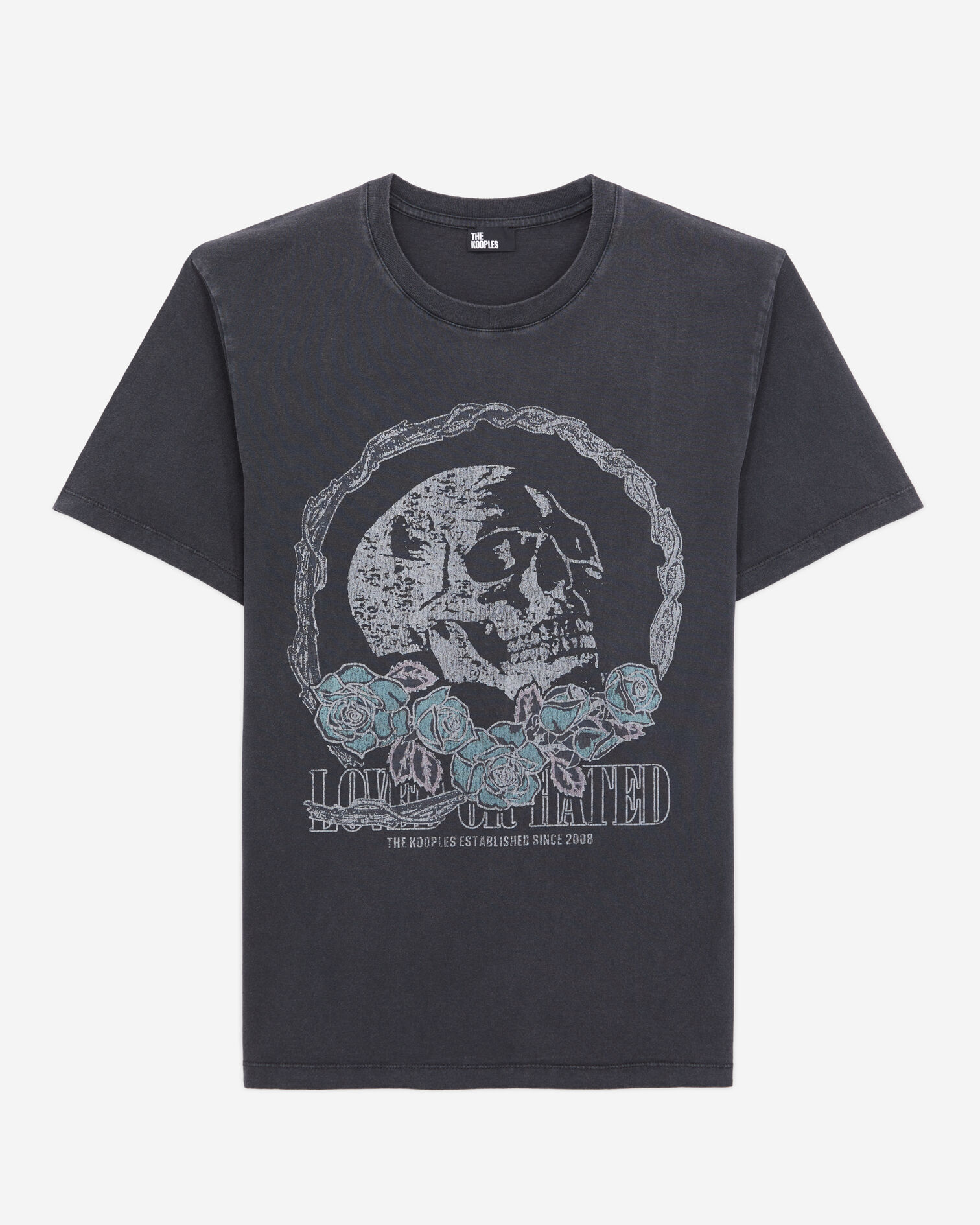 Men's black t-shirt with vintage skull serigraphy, BLACK WASHED, hi-res image number null