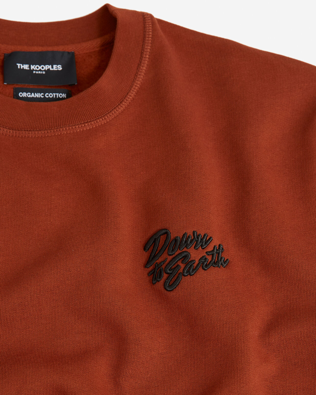 The Kooples WOMEN ROUILLE sweatshirt in rust fleece with embroidery