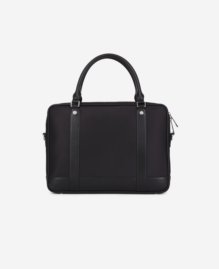 briefcase in black leather and nylon fiber