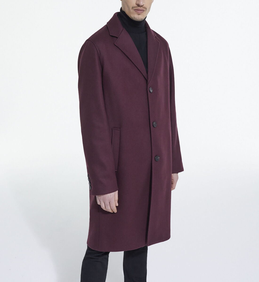 Men's burgundy wool best sale coat
