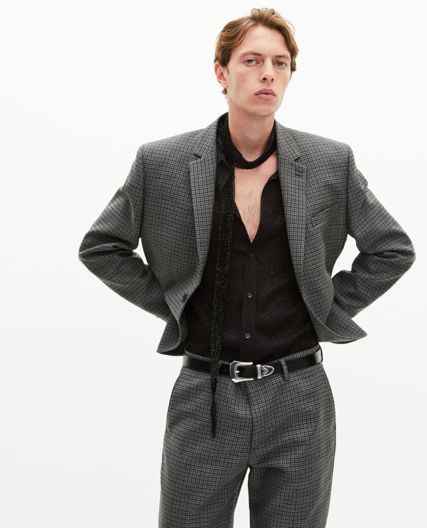 The Kooples HOMME GREY veste de costume en pied de poule noir et gris