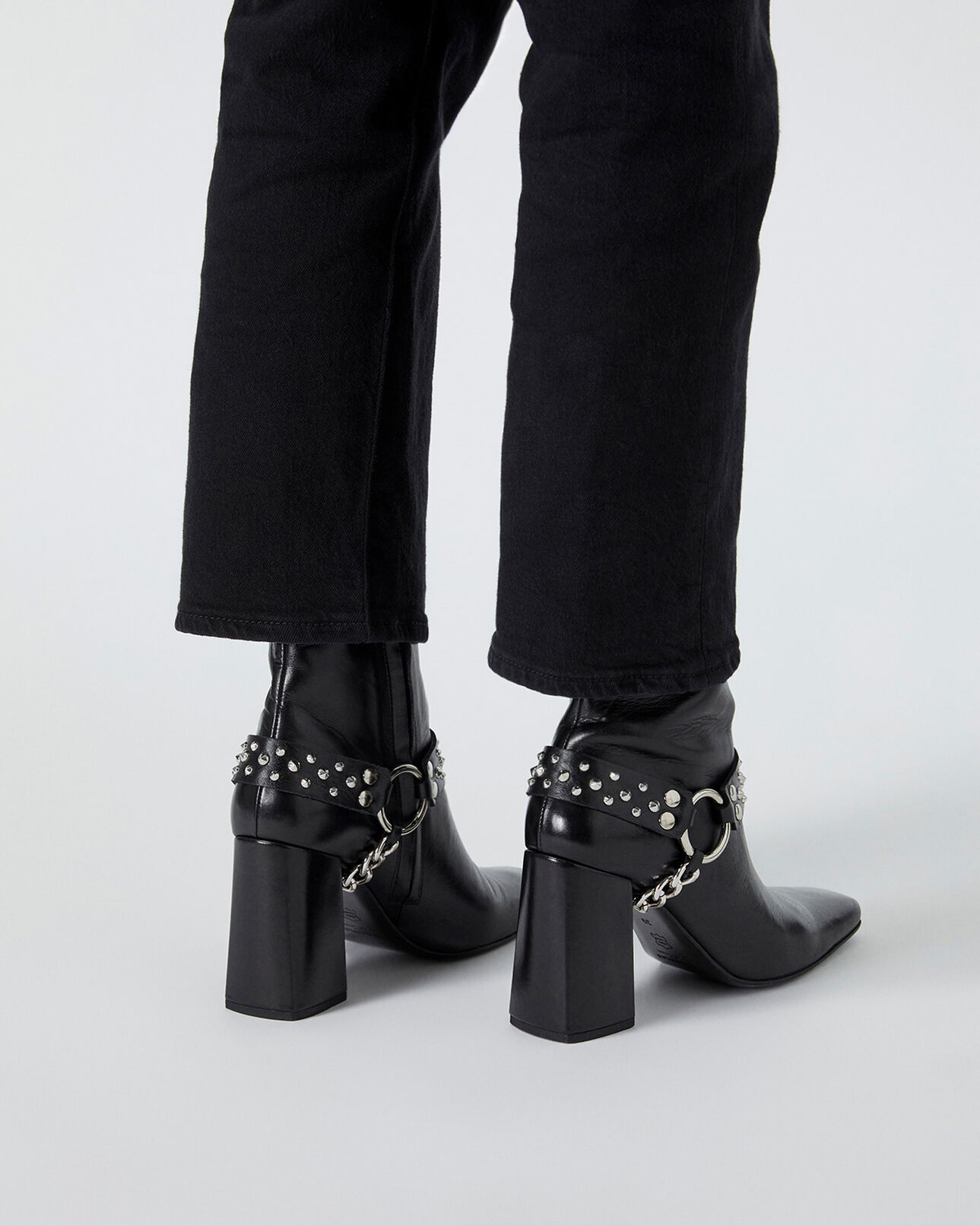 The Kooples FEMME BLACK boots noires talons cuir bijou amovible