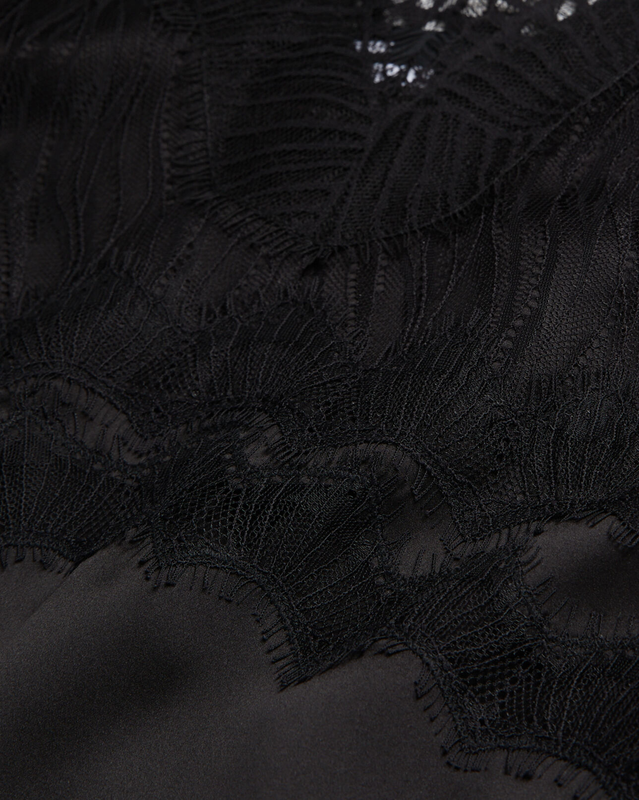 The Kooples WOMEN BLACK long black silk slip dress with lace details