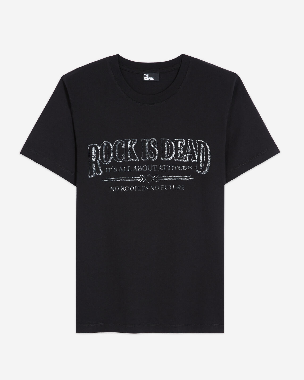 The Kooples WOMEN BLACK WASHED black t-shirt with screen print