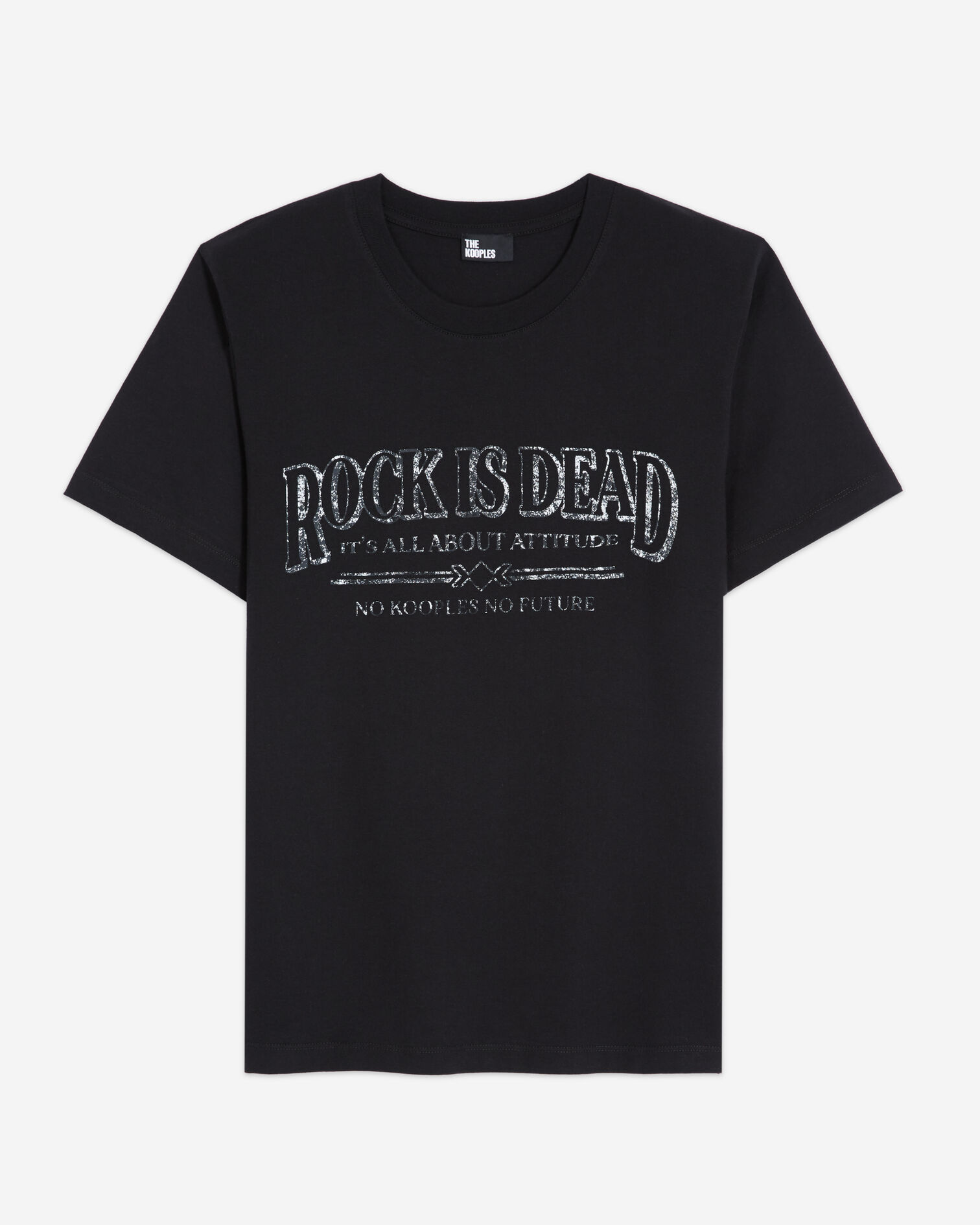 Black T-shirt with screen print, BLACK WASHED, hi-res image number null