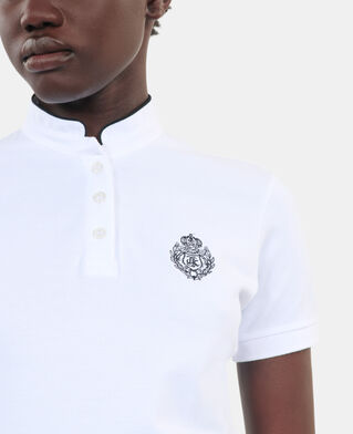 The Kooples F WHITE white piqu&eacute; cotton polo t-shirt