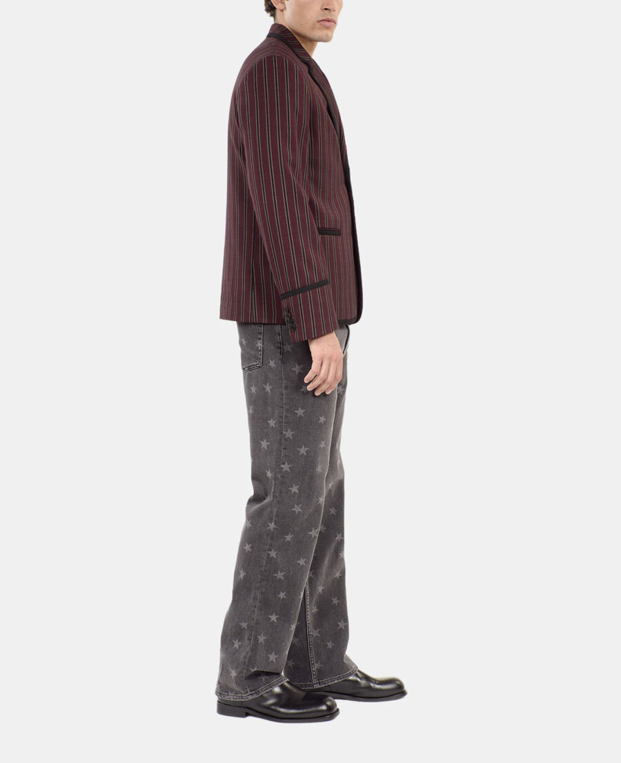 The Kooples HOMME BLACK - RED veste &agrave; rayures en laine m&eacute;lang&eacute;e