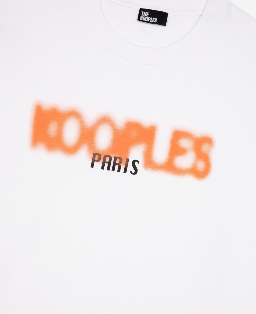 The Kooples HOMME WHITE t-shirt avec sérigraphie tag blanc