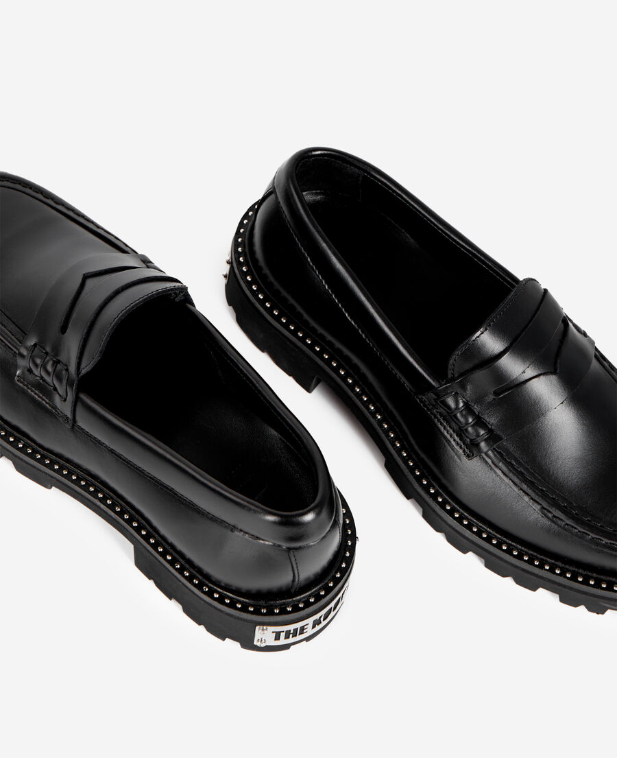 The Kooples WOMEN BLACK black leather loafers