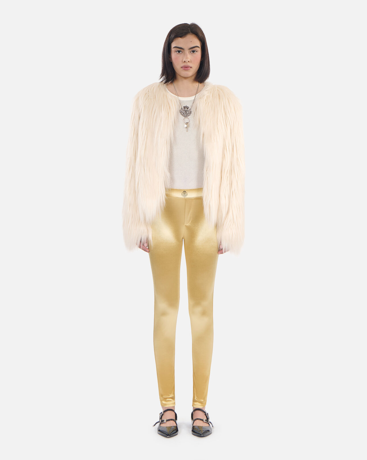 The Kooples WOMEN ANTIC GOLD golden satin leggings