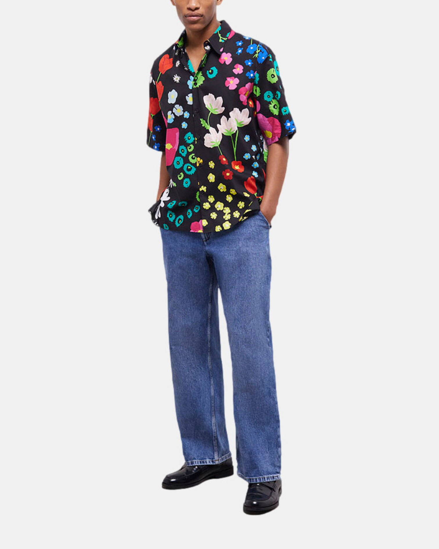 Printed cotton shirt, MULTICOLORE/BLACK, hi-res image number null