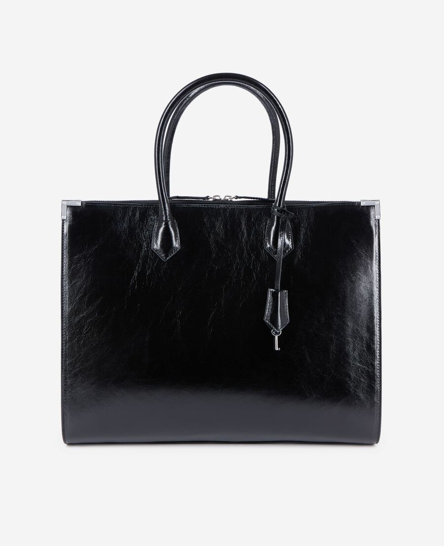 The Kooples FEMME BLACK sac cabas ming xl en cuir noir