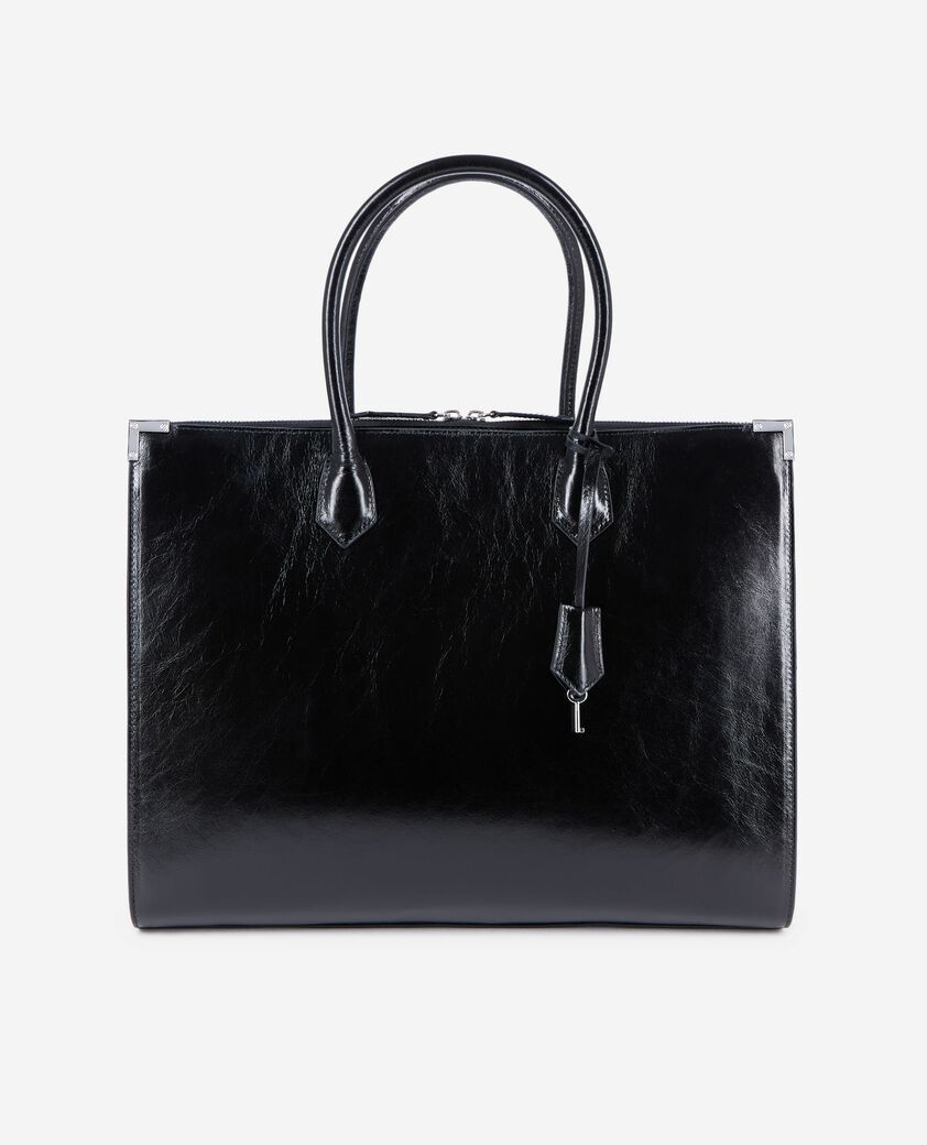 The Kooples FEMME BLACK sac cabas ming xl en cuir noir