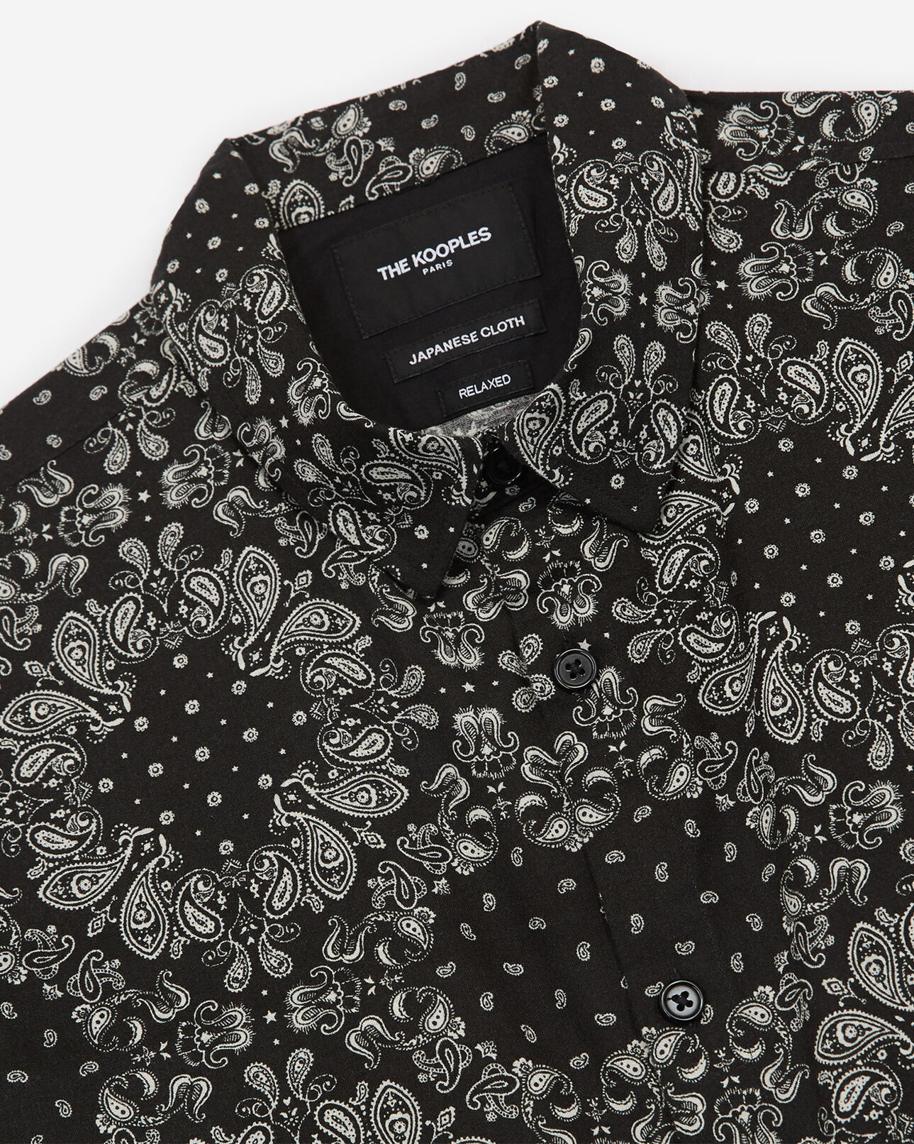 The Kooples HOMBRE BLACK WHITE camisa larga de algodón con estampado bandana