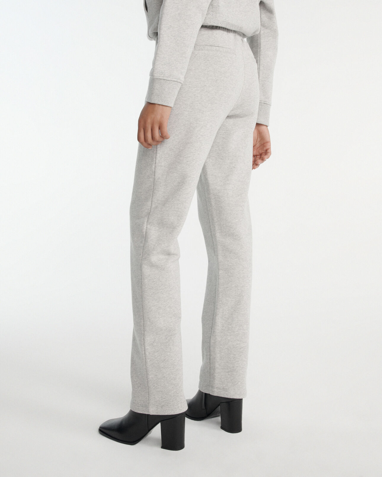 The Kooples FEMME LIGHT GREY MELANGE jogging gris clair coton coupe droite