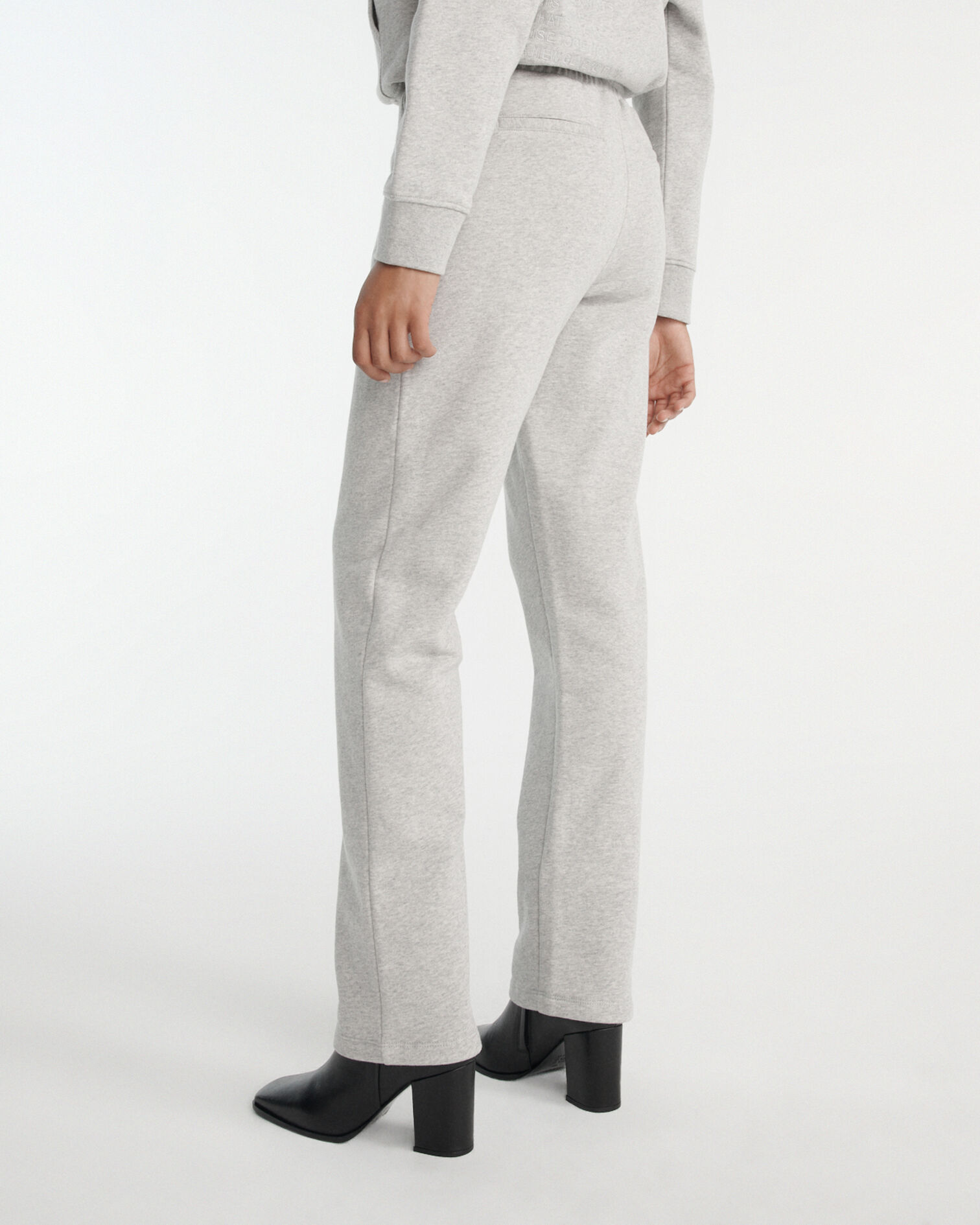 Jogging gris clair coton coupe droite, LIGHT GREY MELANGE, hi-res image number null