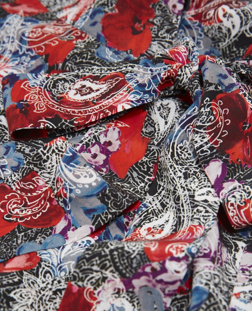 The Kooples FEMME RED robe en soie rouge à imprimé fleuri