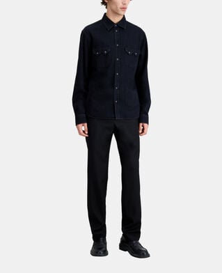 The Kooples HOMME BLACK WASHED chemise col classique en jean noire
